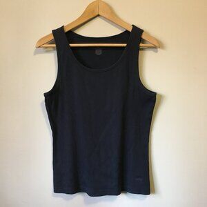 "346" Brooks Brothers Dark Navy Blue Vertical Ribbed Cotton Tank Top